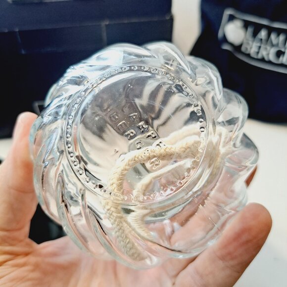 LAMPE BERGER Swirl Ribbed Clear Glass Fragrance Lamp w/Wick Cap & Crown in box - Picture 5 of 11
